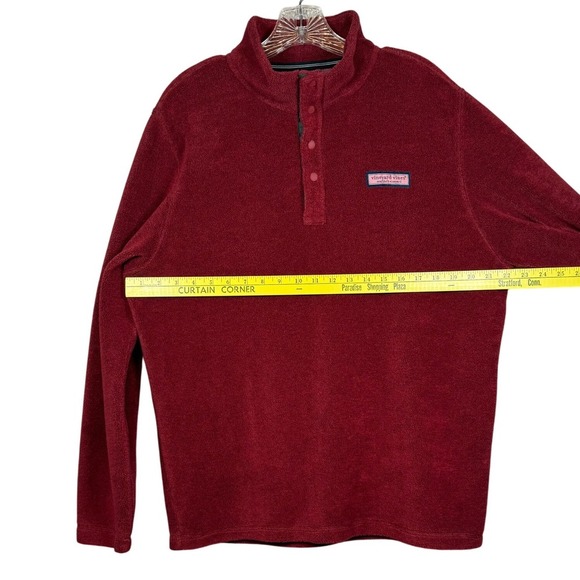 VINEYARD VINES Performance Pullover Fleece, Maroon/Burgundy, Size Medium - Picture 4 of 8